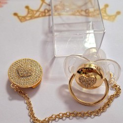 Луксозен биберон залъгалка с клипс СЪРЧИЦЕ