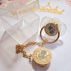 Луксозен биберон залъгалка с клипс и верижка СТЪПЧИЦИ