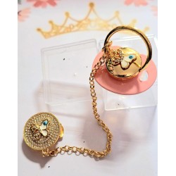 Луксозен биберон залъгалка с клипс в розово ПЕПЕРУДА