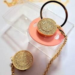 Луксозен биберон залъгалка с клипс в розово ОБИЧ