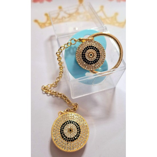 Луксозен биберон залъгалка в синьо с клипс и верижка СИНЬО ОКО