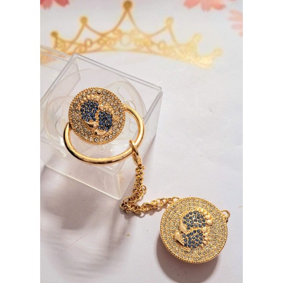 Луксозен биберон залъгалка с клипс и верижка СТЪПЧИЦИ