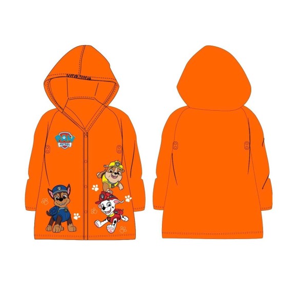 Детски дъждобран в оранжево с качулка с Пес Патрул