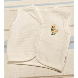 Бебешки елек в бяло с патенце