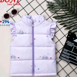 Детски шушляков елек в лилаво с къдрички