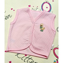 Бебешки елек в светло розово с патенце