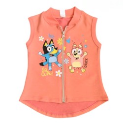 Детски памучен елек в цвят корал БЛУИ И БИНГО Детски памучен елек в цвят корал БЛУИ И БИНГО