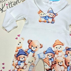 Бебешки гащеризон в бяло с шапка Мечета с шапчици