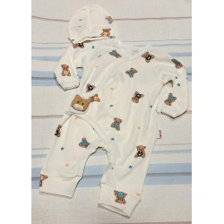 Бебешки гащеризон в бяло с мечета и с шапка