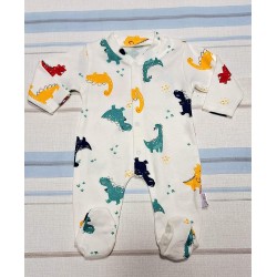 Бебешки гащеризон в бяло с динозавърчета