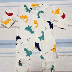 Бебешки гащеризон в бяло с динозавърчета