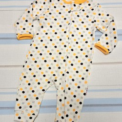 Бебешки памучен гащеризон в бяло на точки Бебешки памучен гащеризон в бяло на точки