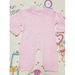 Бебешки гащеризон от дишаща ажурена материя в розово