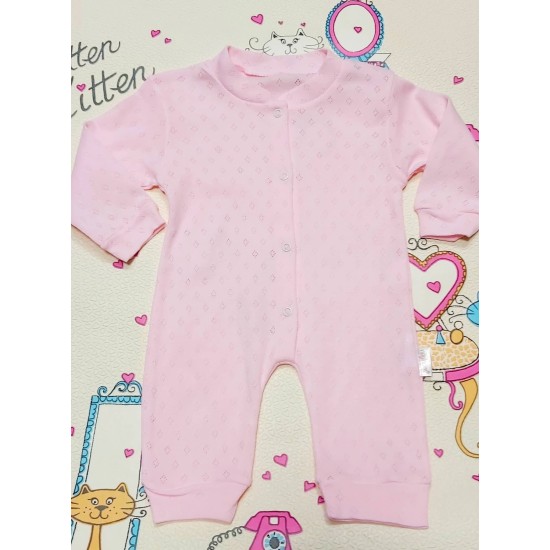 Бебешки гащеризон от дишаща ажурена материя в розово