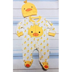 Бебешки гащеризон в бяло и жълто с шапка ПАТЕНЦЕ
