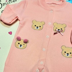 Бебешки памучен гащеризон в розово с меченца
