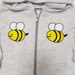 Бебешки гащеризон с качулка в сиво ПЧЕЛИЧКИ