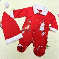 Бебешки Коледен гащеризон СНЕЖКО с коледна шапка Бебешки Коледен гащеризон СНЕЖКО с коледна шапка