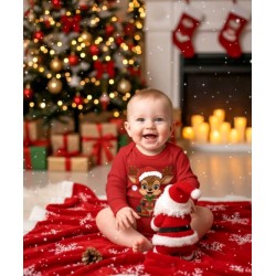 Коледно бебешко боди в червено с ЕЛЕНЧЕ