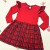 Коледна детска рокля в червено каре Момиченце с еленче Коледна детска рокля в червено каре Момиченце с еленче