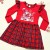 Коледна детска рокля в червено каре Момиченце с еленче Коледна детска рокля в червено каре Момиченце с еленче