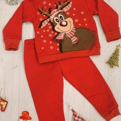 Коледен детски комплект в червено ЕЛЕНЧЕТО Коледен детски комплект в червено ЕЛЕНЧЕТО