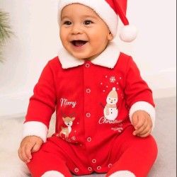 Бебешки Коледен гащеризон СНЕЖКО с коледна шапка Бебешки Коледен гащеризон СНЕЖКО с коледна шапка