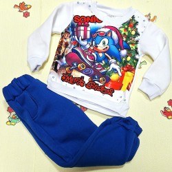 Детски ватиран Коледен комплект в синьо и бяло СОНИК Детски ватиран Коледен комплект в синьо и бяло СОНИК