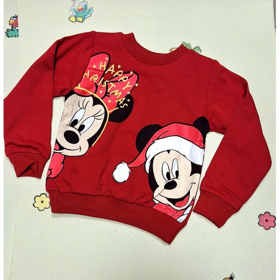 Коледна детска блуза в червено с МИКИ И МИНИ МАУС Коледна детска блуза в червено с МИКИ И МИНИ МАУС