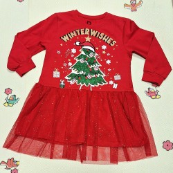 Коледна детска рокля в червено с тюл ЕЛХИЧКА Коледна детска рокля в червено с тюл ЕЛХИЧКА