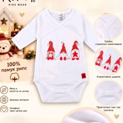 Бебешко Коледно боди в бяло ТРИТЕ ДЖУДЖЕТА Бебешко Коледно боди в бяло ТРИТЕ ДЖУДЖЕТА