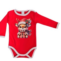 Коледно бебешко боди в червено с ЕЛЕНЧЕ