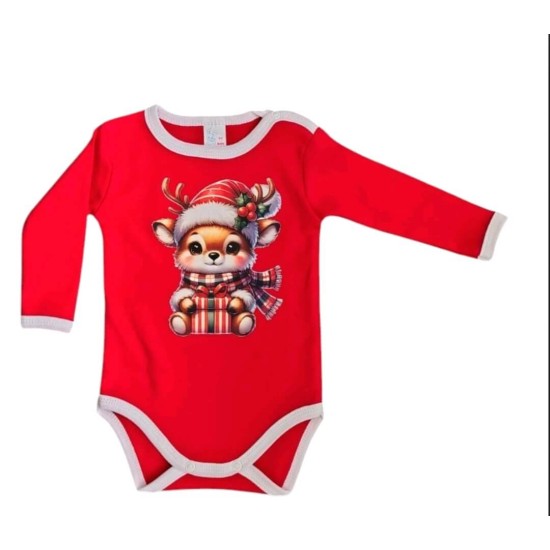 Коледно бебешко боди в червено с ЕЛЕНЧЕ Коледно бебешко боди в червено с ЕЛЕНЧЕ