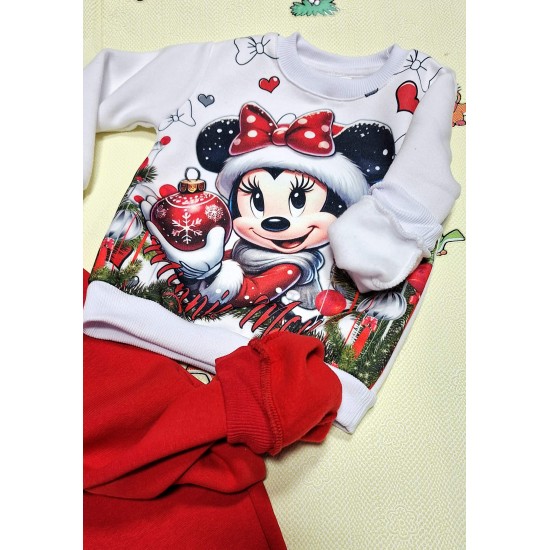 Детски ватиран комплект в бяло и червено с МИНИ МАУС