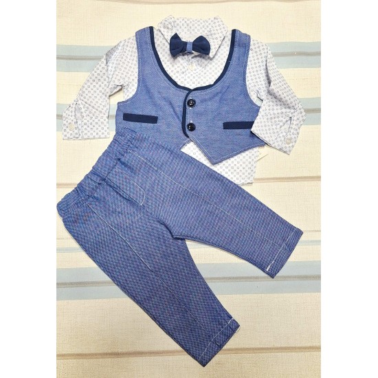 Бебешки елегантен комплект с елек и папийонка