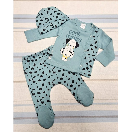 Бебешки комплект за новородено в синьо ДАЛМАТИНЦИ Бебешки комплект за новородено в синьо ДАЛМАТИНЦИ