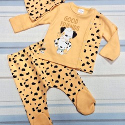 Бебешки комплект за новородено в жълто ДАЛМАТИНЦИ