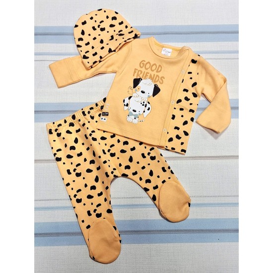 Бебешки комплект за новородено в жълто ДАЛМАТИНЦИ