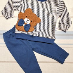 Бебешки комплект в бяло и синьо Мечо с папийонка Бебешки комплект в бяло и синьо Мечо с папийонка