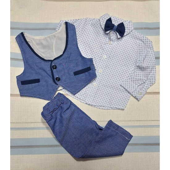 Бебешки елегантен комплект с елек и папийонка