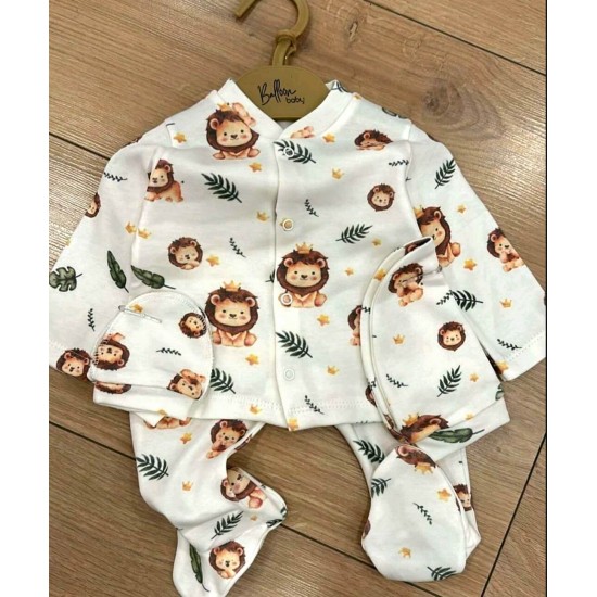 Бебешки комплект в бяло от 5части ЛЪВЧЕТА 0-3м