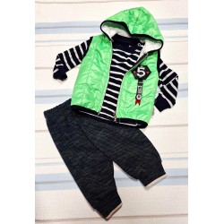 Бебешки комплект с елек в зелено от 3части