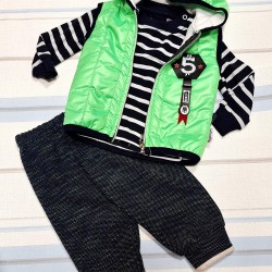 Бебешки комплект с елек в зелено от 3части