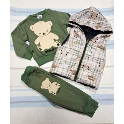 Бебешки комплект с шушляков елек в зелено МЕЧЕНЦА