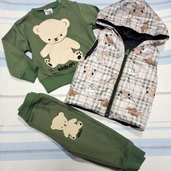 Бебешки комплект с шушляков елек в зелено МЕЧЕНЦА