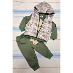 Бебешки комплект с шушляков елек в зелено МЕЧЕНЦА