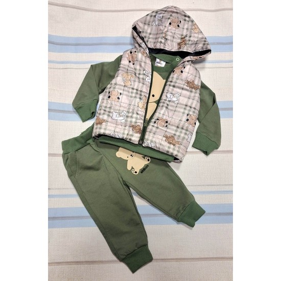 Бебешки комплект с шушляков елек в зелено МЕЧЕНЦА