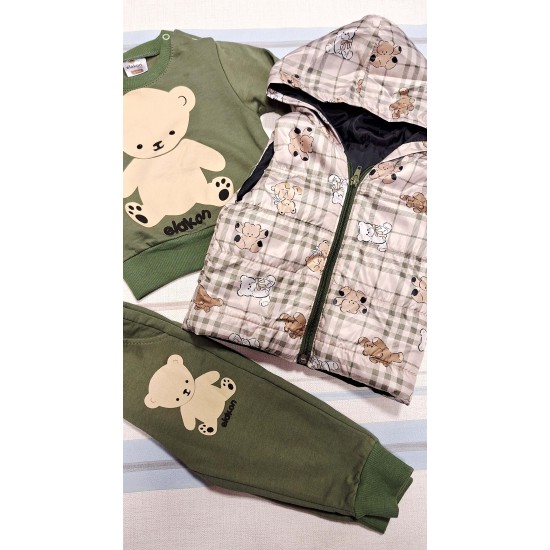 Бебешки комплект с шушляков елек в зелено МЕЧЕНЦА