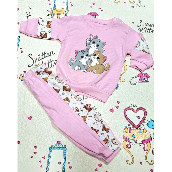 Детски памучен комплект в розово КОТЕНЦА Детски памучен комплект в розово КОТЕНЦА