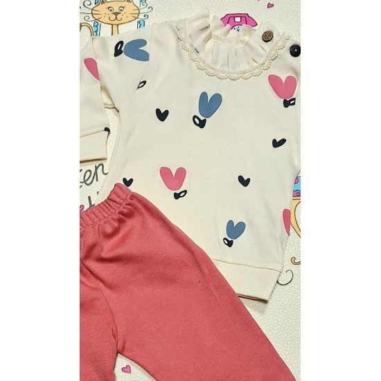 Бебешки комплект в бежово и розово СЪРЧИЦА